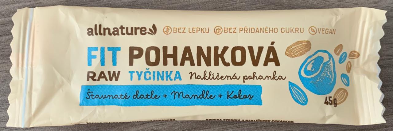 Fotografie - Fit pohanková Raw tyčinka naklíčená pohanka, šťavnaté datle + mandle + kokos Allnature