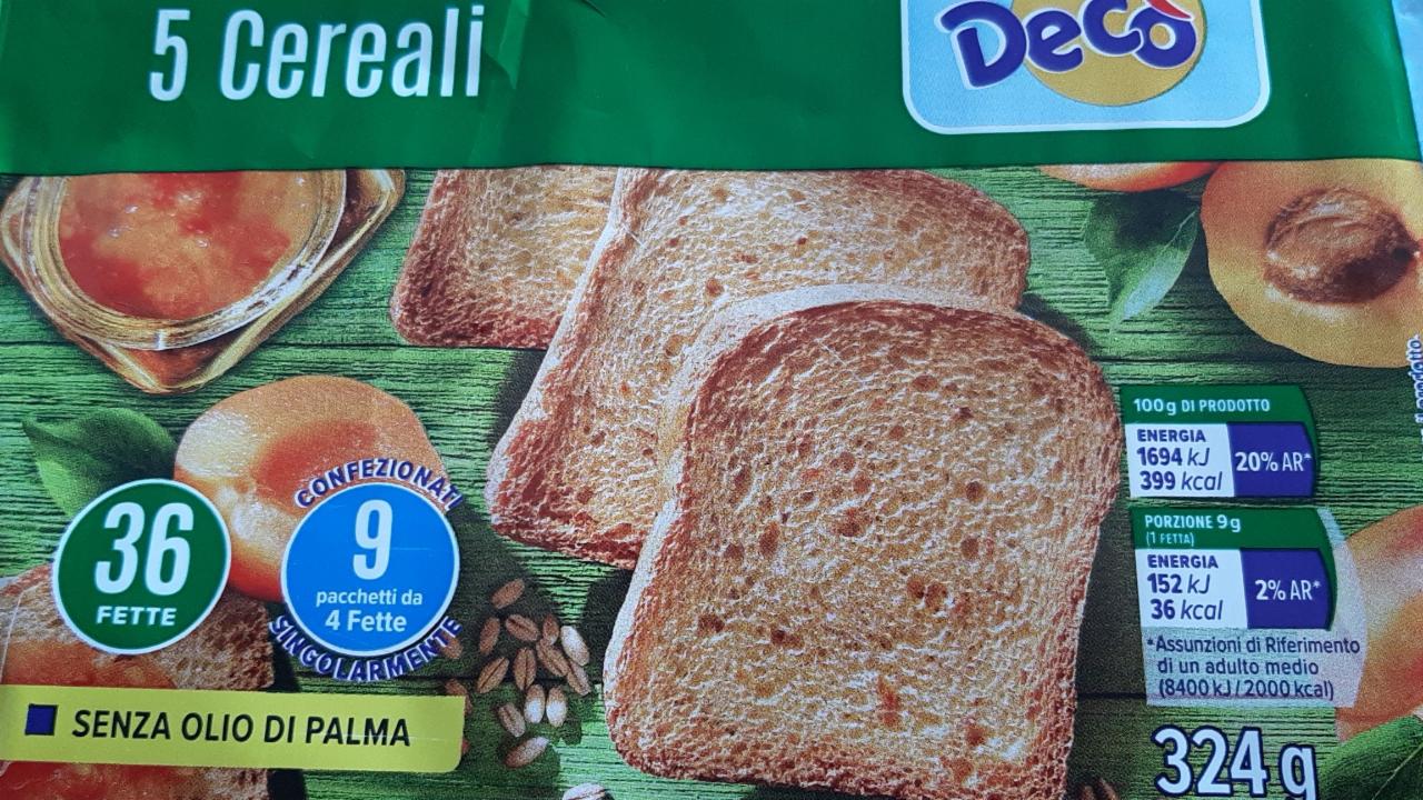 Fotografie - Fette biscottate 5 Cereali Decò