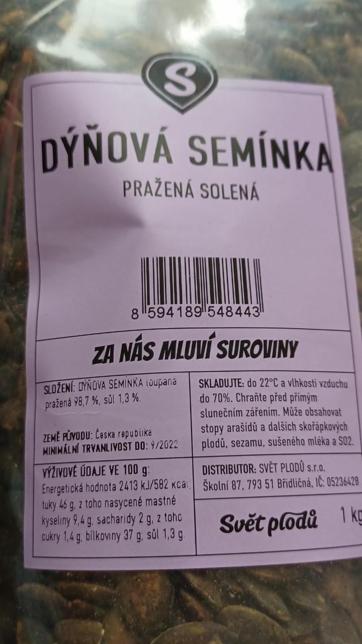 Fotografie - Dýňová semínka pražená solená Svět plodů