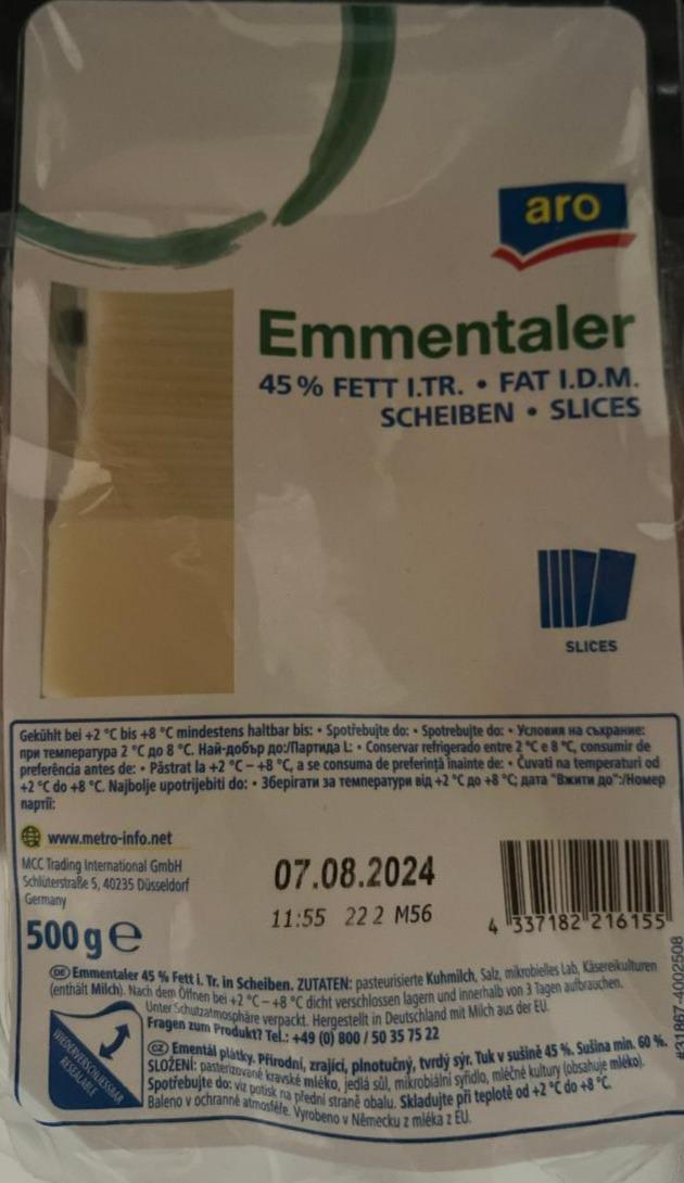 Fotografie - Emmentaler 45% fett Aro