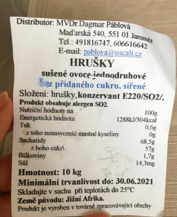 Fotografie - Hrušky bez přidaného cukru, sušené MVDr. Páblová