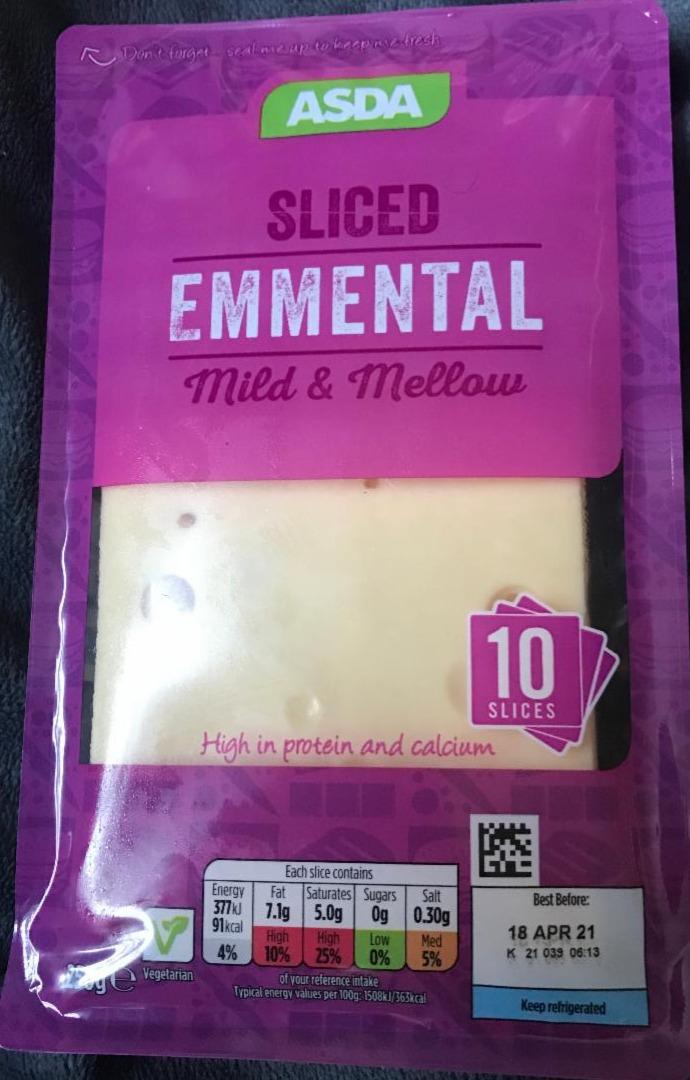 Fotografie - Sliced Emmental Mild & Mellow Asda