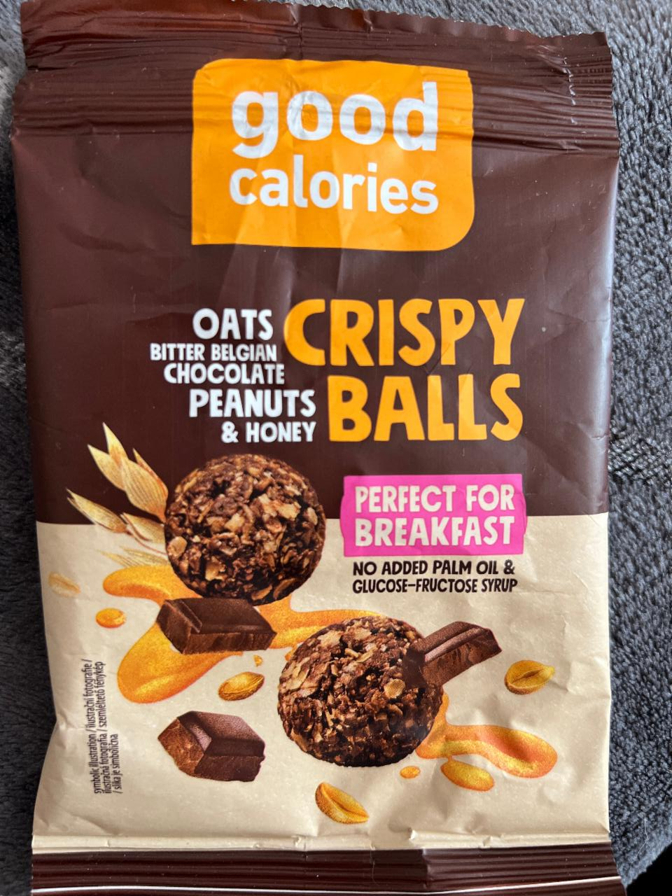 Fotografie - Crispy balls oats bitter belgian chocolate peanuts & honey Good calories