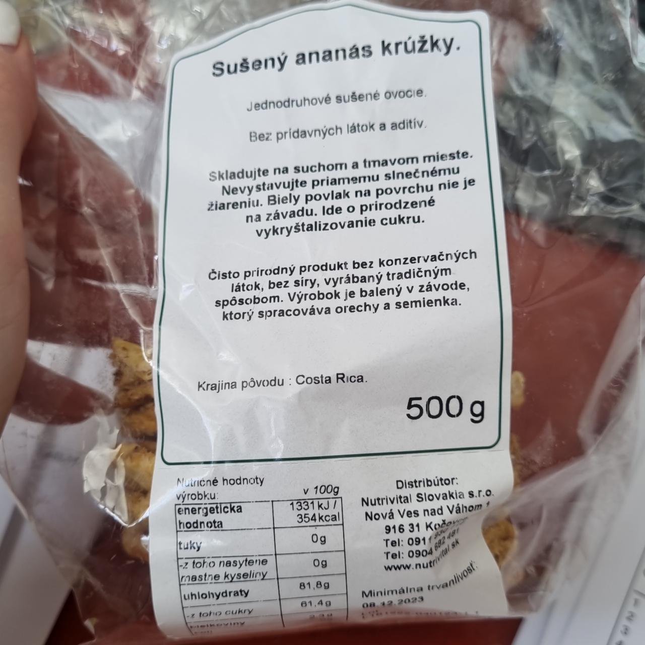 Fotografie - Ananás sušený krúžky Nutrivital