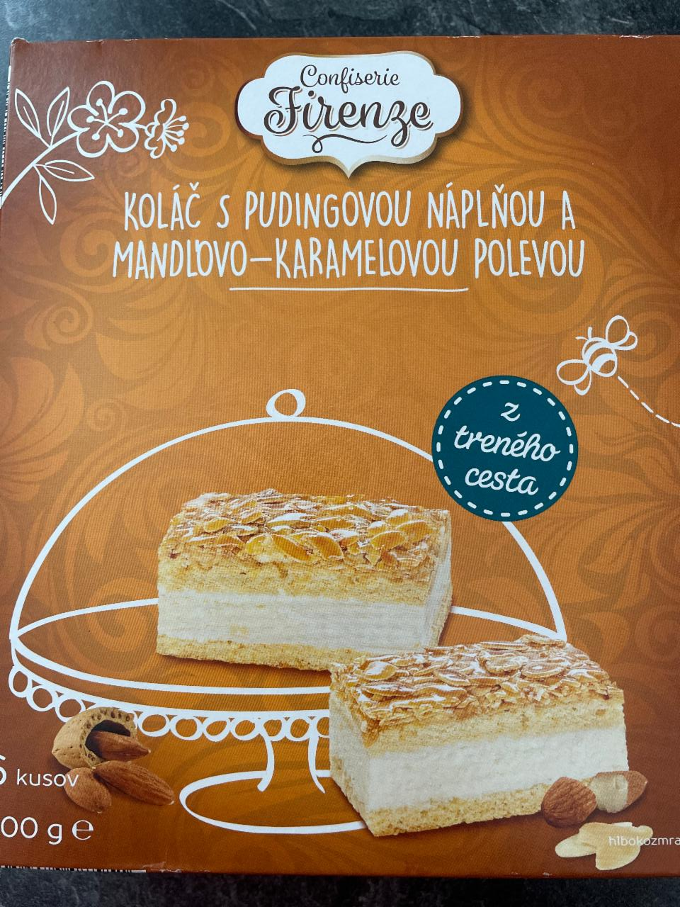 Fotografie - Koláč s pudingovou náplňou a mandľovo-karamelovou polevou Confiserie Firenze