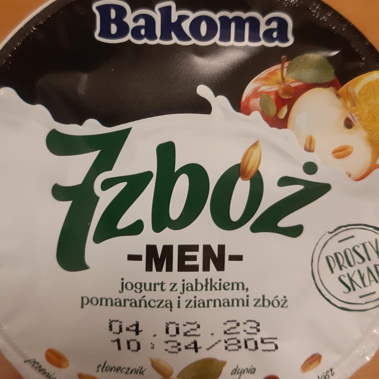 Fotografie - 7 zbóż men jogurt z jabłkiem pomarańczą i zbożami Bakoma