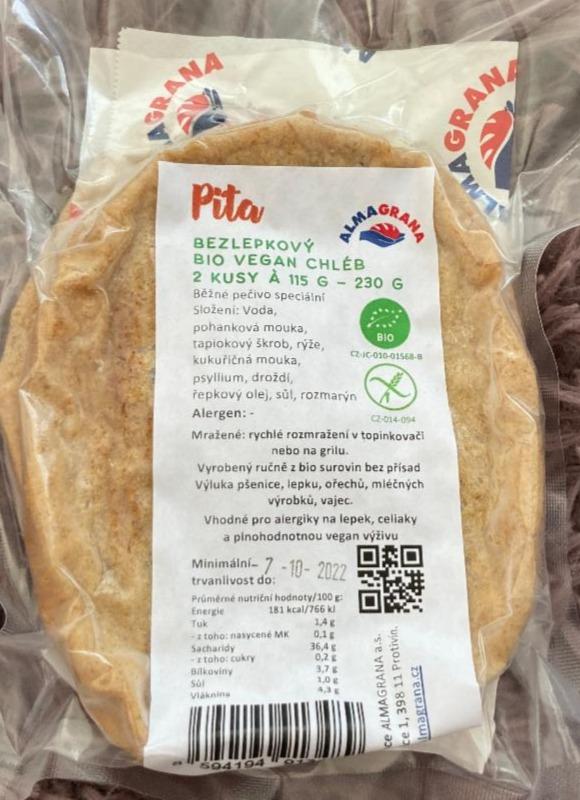 Fotografie - Pita Bezlepkový bio vegan chléb Almagrana