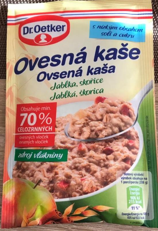 Fotografie - Ovesná kaše Jablka, skořice s nízkým obsahem soli a cukru hotový výrobek Dr.Oetker