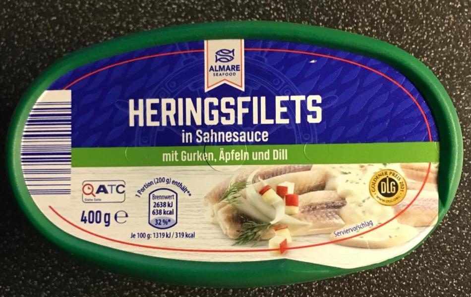 Fotografie - Heringsfilets in Sahnesauce mit Gurken, Äpfeln und Dill Almare Seafood