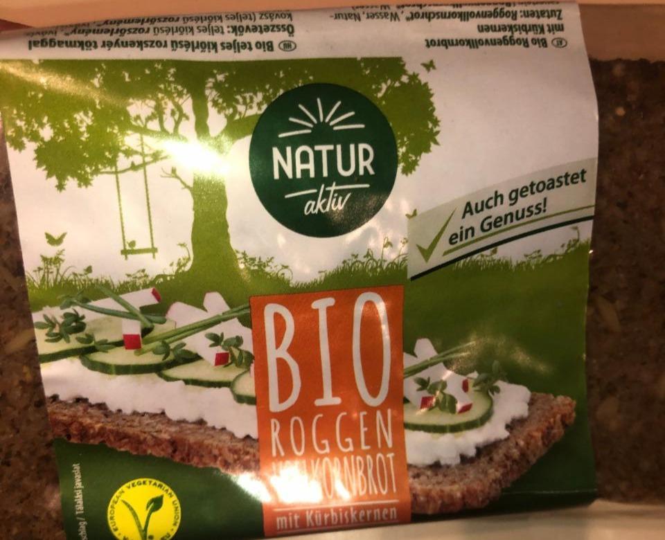 Fotografie - bio roggen vollkornbrot mit kürbiskernen Natur aktiv