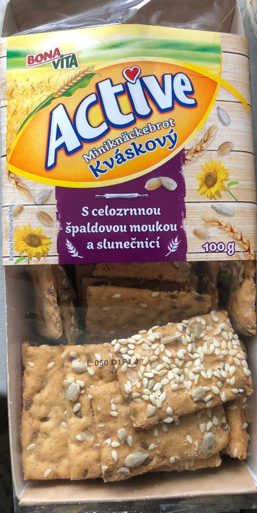 Fotografie - Active miniknäckebrot kváskový s celozrnnou špaldovou moukou a slunečnicí Bonavita