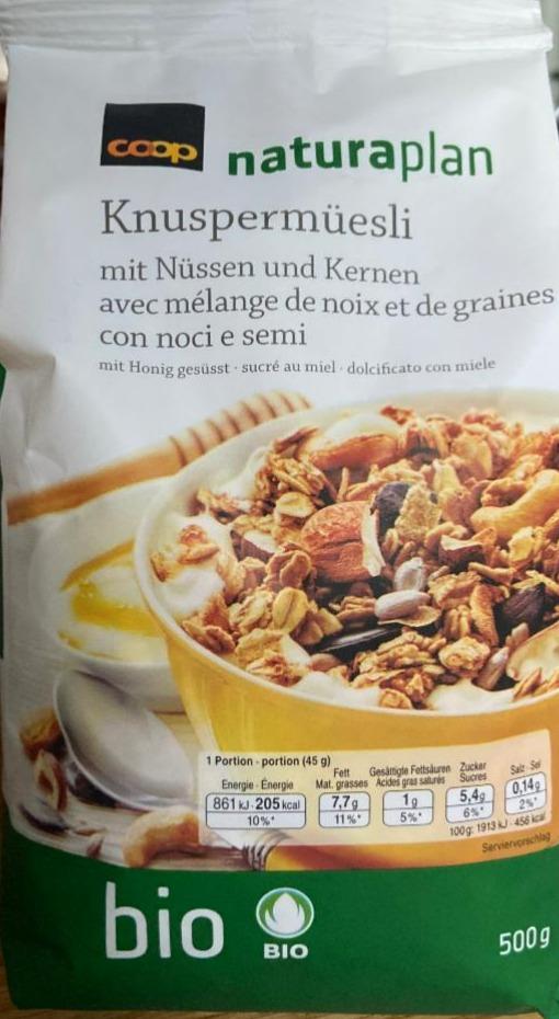 Fotografie - Knuspermüesli mit Nüssen und Kernen Coop Naturaplan