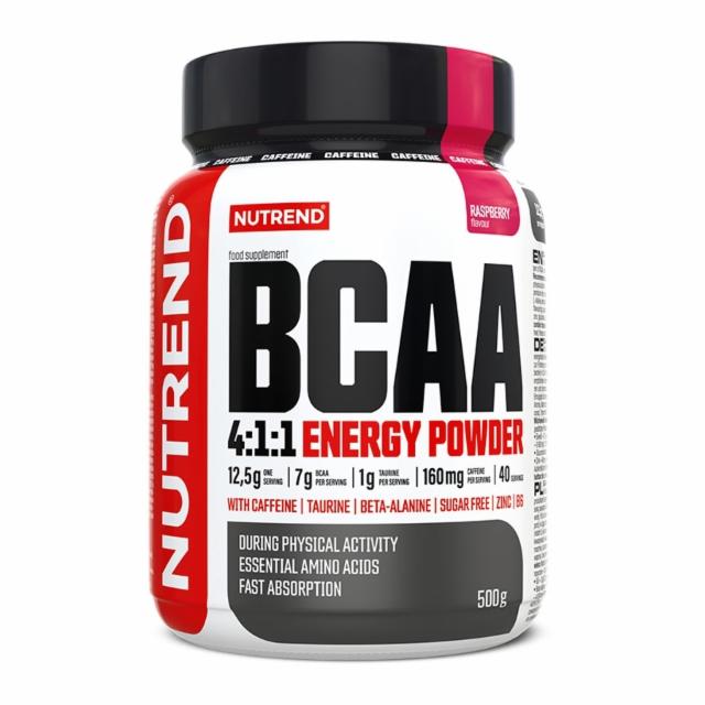 Fotografie - BCAA 4:1:1 energy powder raspberry (malina) Nutrend