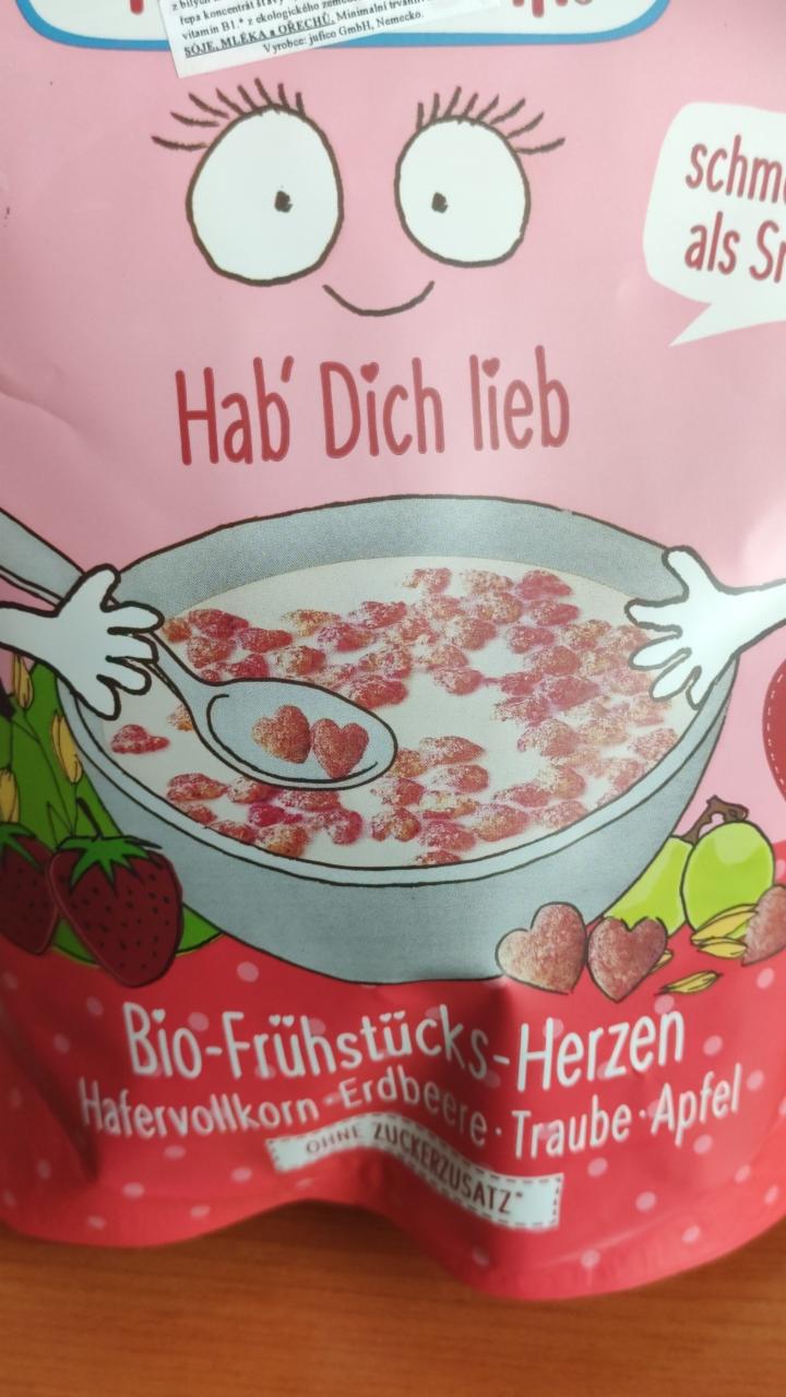 Fotografie - Bio Frühstücks-Herzen Hafervollkorn, Erdbeere, Traube, Apfel FruchtBar