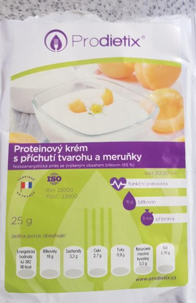 Fotografie - proteinový krém s příchutí tvarohu a meruňky Prodietix