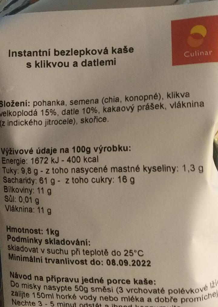 Fotografie - Instantní bezlepková kaše s klikvou a datlemi Culinar