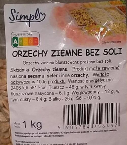 Fotografie - Orzechy ziemne bez soli Simpl