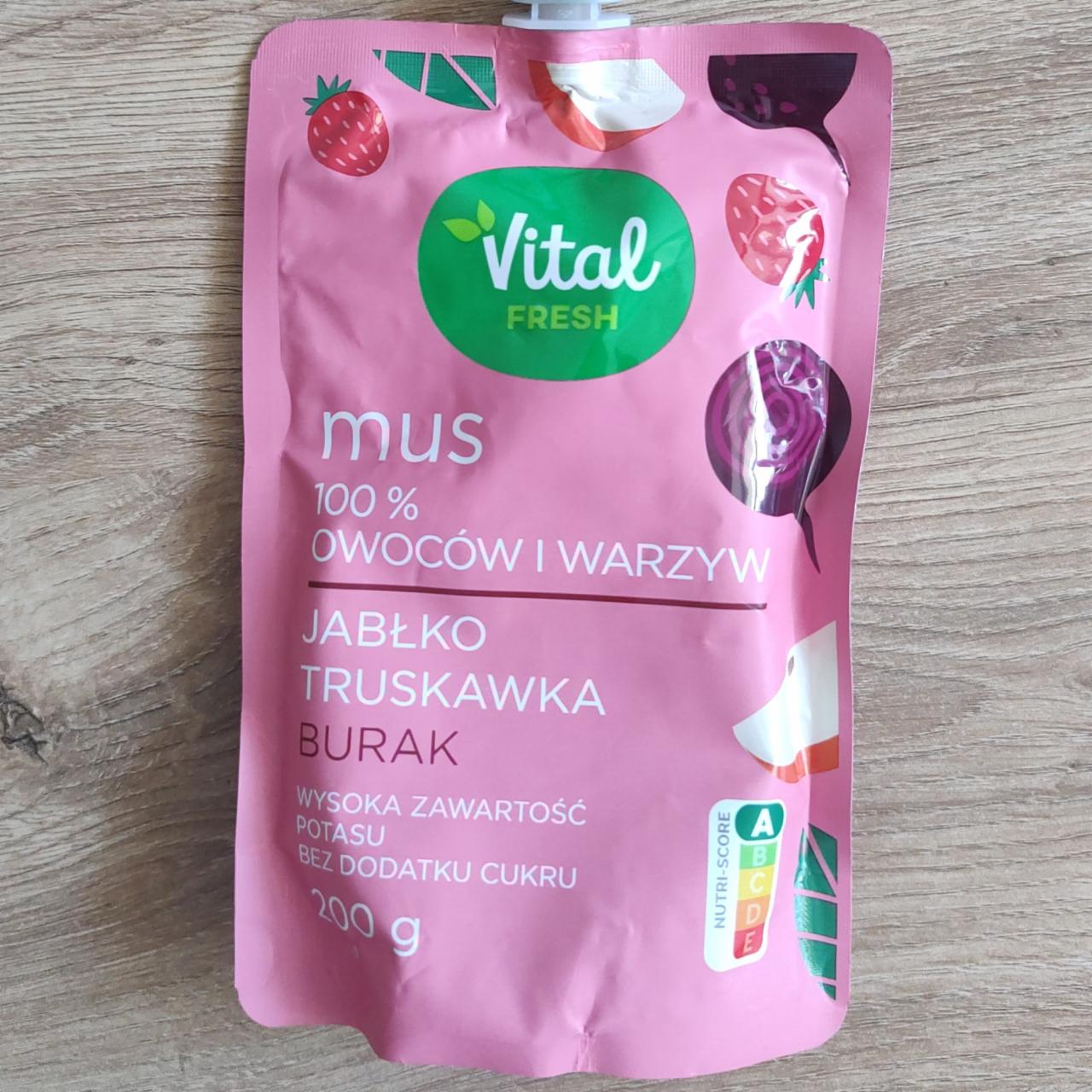 Fotografie - mus 100% owoców i warzyw Jablko Truskawka Burak Vital fresh