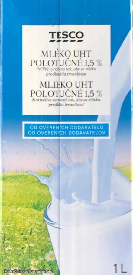 Fotografie - Mléko uht polotučné 1,5% Tesco