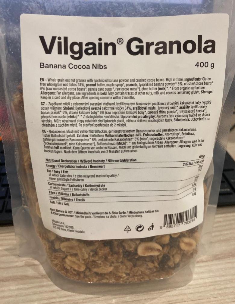 Fotografie - Granola Banana Cocoa Nibs Vilgain