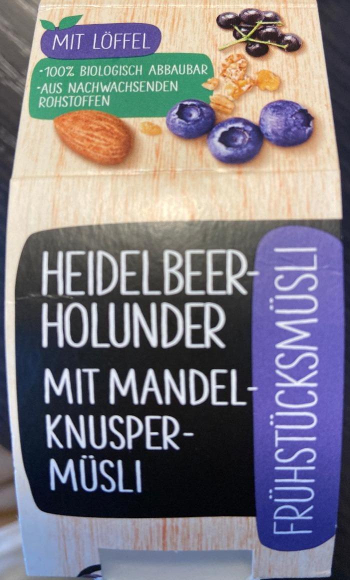 Fotografie - Heidelbeer holunder mit mandelknusper müsli Rewe to go