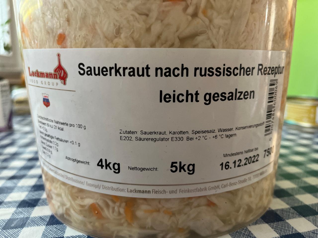 Fotografie - Sauerkraut nach russischer Rezeptur leicht gesalzen Lackmann