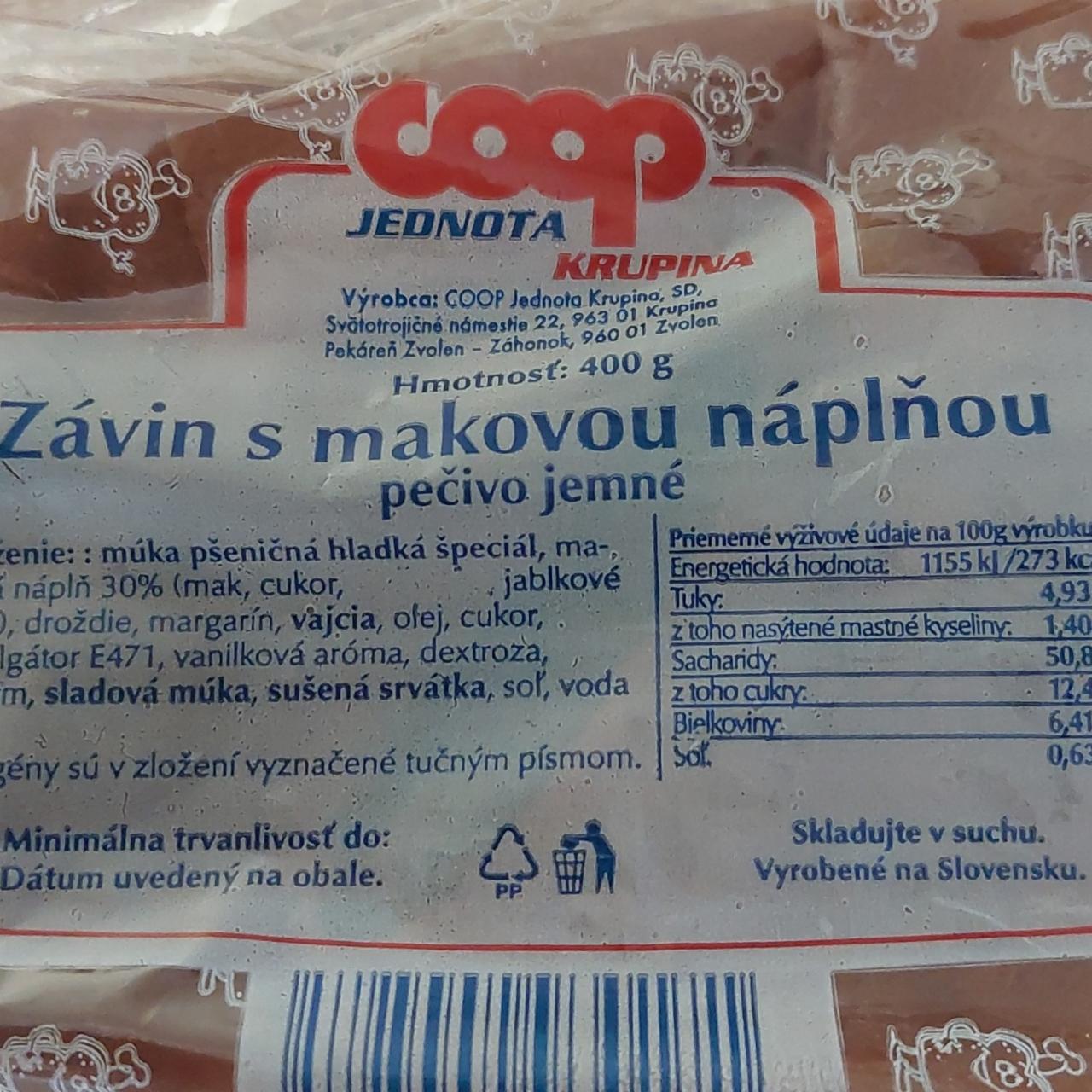 Fotografie - Závin s makovou náplňou Coop jednota