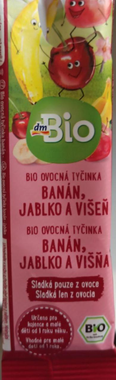 Fotografie - Bio Ovocná tyčinka banán, jablko a višeň dmBio