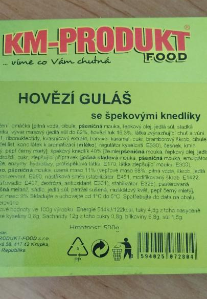 Fotografie - Hovězí guláš se špekovými knedlíky KM-produkt