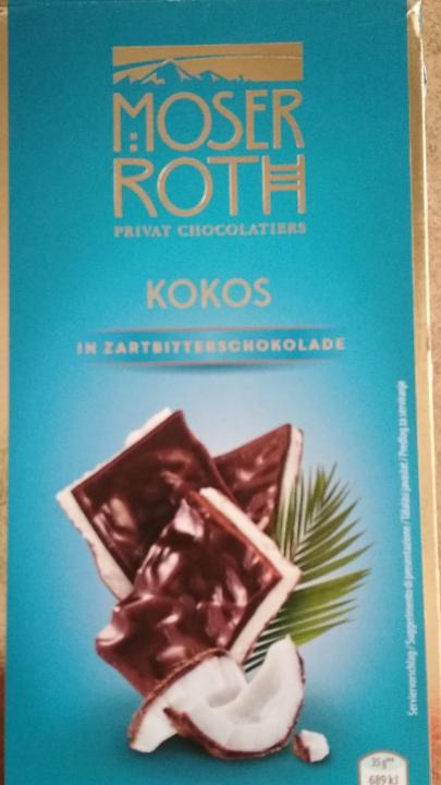 Fotografie - Kokos in Zartbitterschokolade Moser Roth