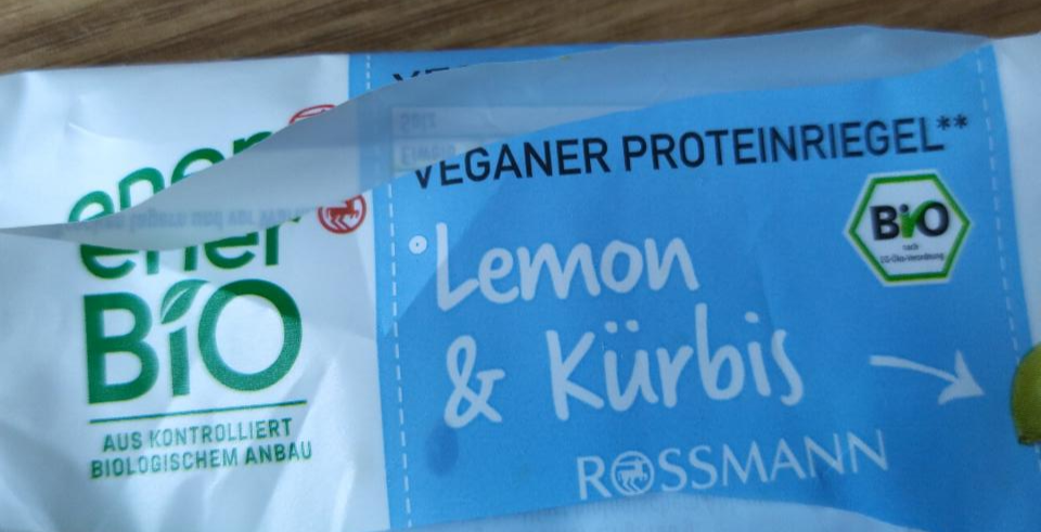 Fotografie - Veganer Proteinriegel Lemon & Kürbis EnerBio