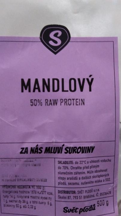 Fotografie - Mandlový 50% raw protein Svět plodů