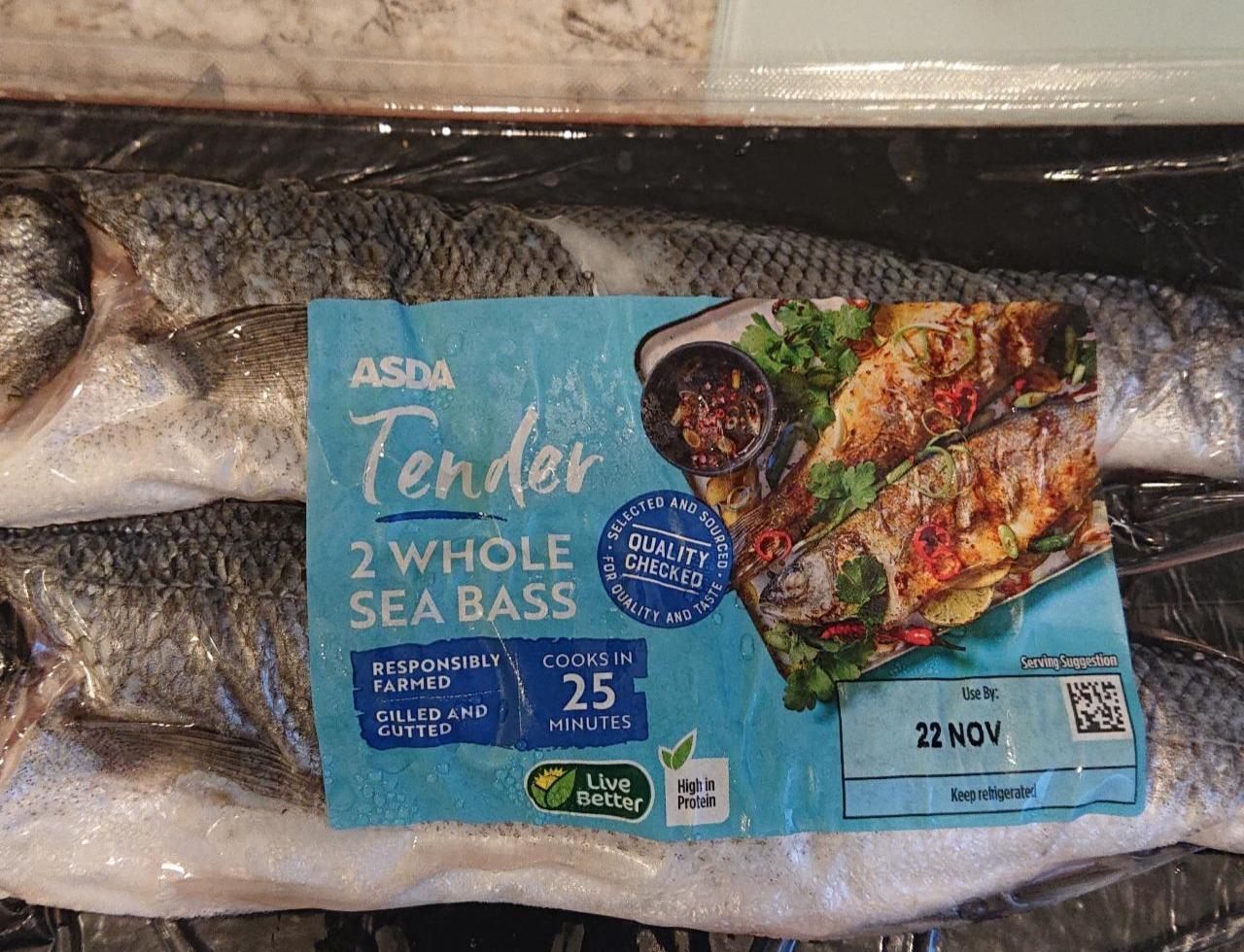 Fotografie - Tender 2 Whole Sea Bass Asda