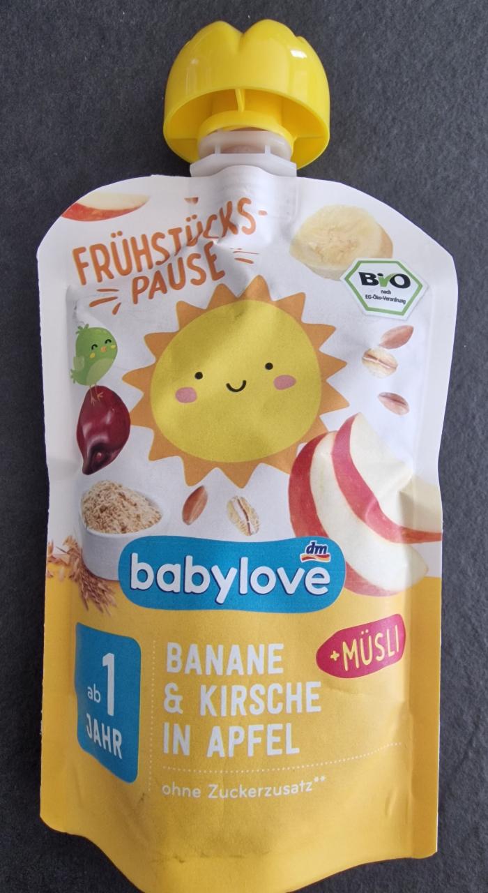 Fotografie - Bio Banane & Kirsche in Apfel + Müsli Babylove