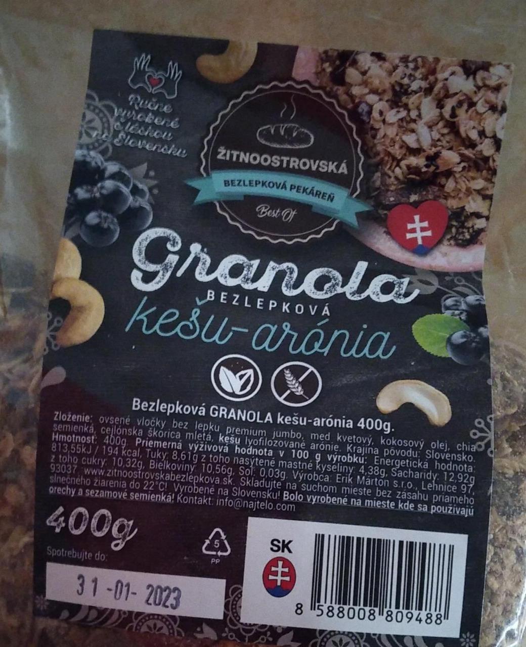 Fotografie - Granola bezlepková kešu - arónia Žitnoostrovská bezlepková pekáreň