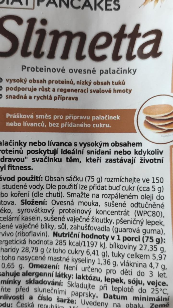 Fotografie - Slimetta proteinové ovesné palačinky