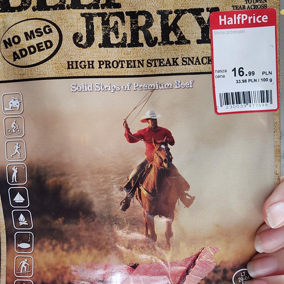 Fotografie - Beef Jerky High Protein Steak Snack Bullseye Meats