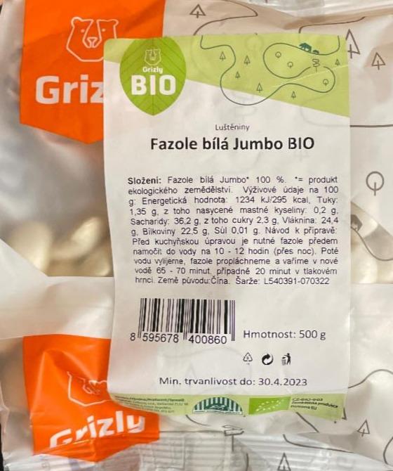 Fotografie - Fazole bílá Jumbo BIO Grizly