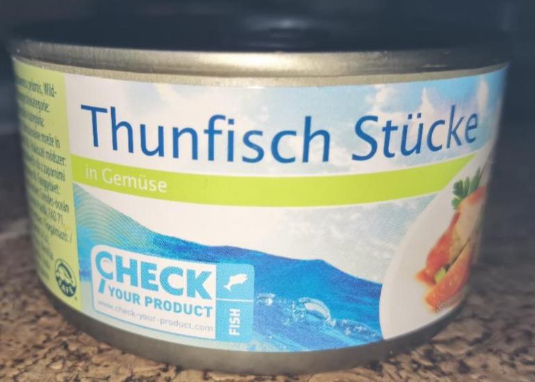 Fotografie - Thunfisch Stücke in Gemüse Almare Seafood