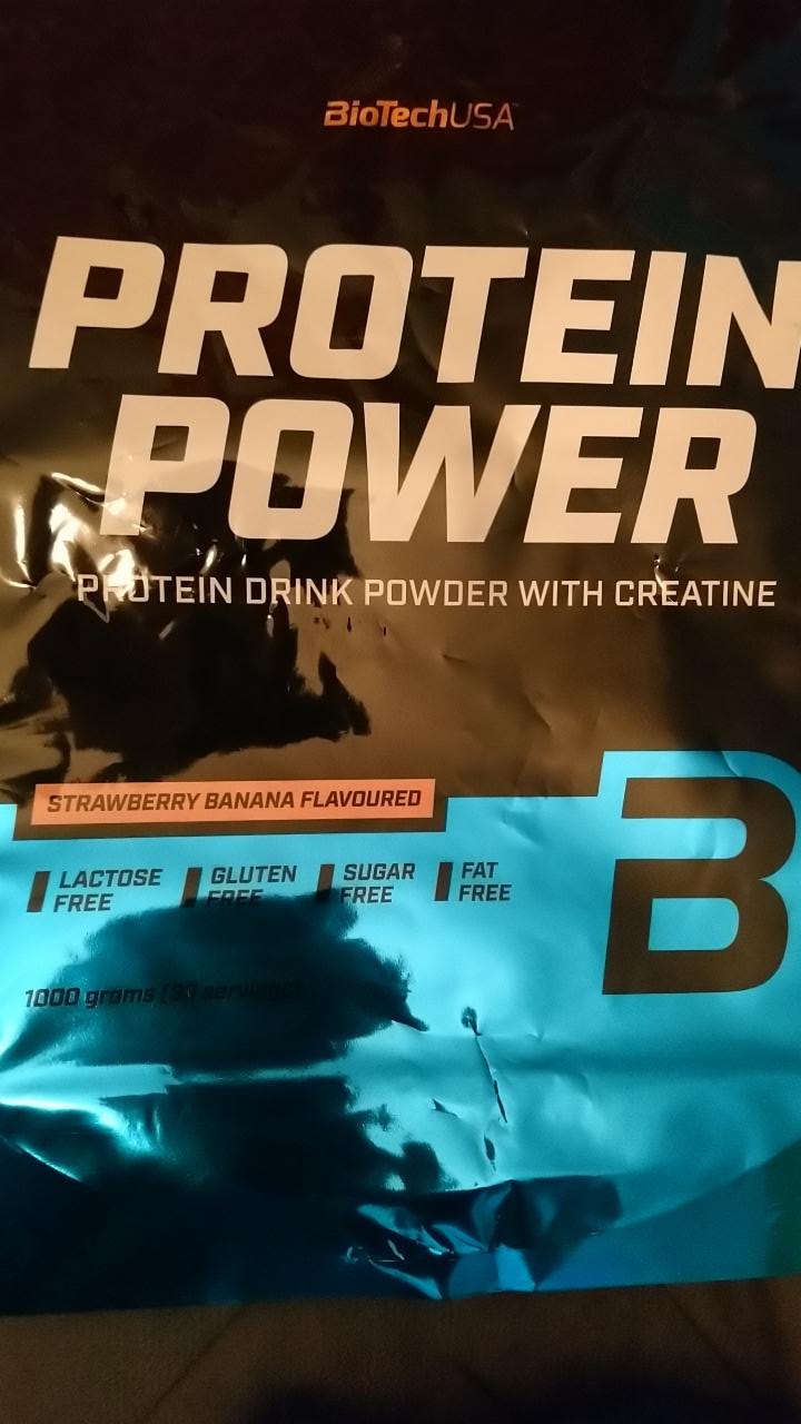 Fotografie - Protein Power Drink Powder Strawbery Banana flavoured BioTechUSA