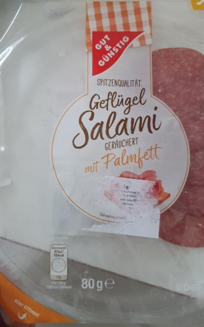 Fotografie - Geflügel Salami geräuchert mit Palmfett Gut & Günstig