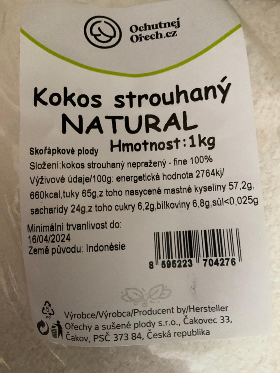 Fotografie - Kokos strouhaný natural Ochutnejorech.cz