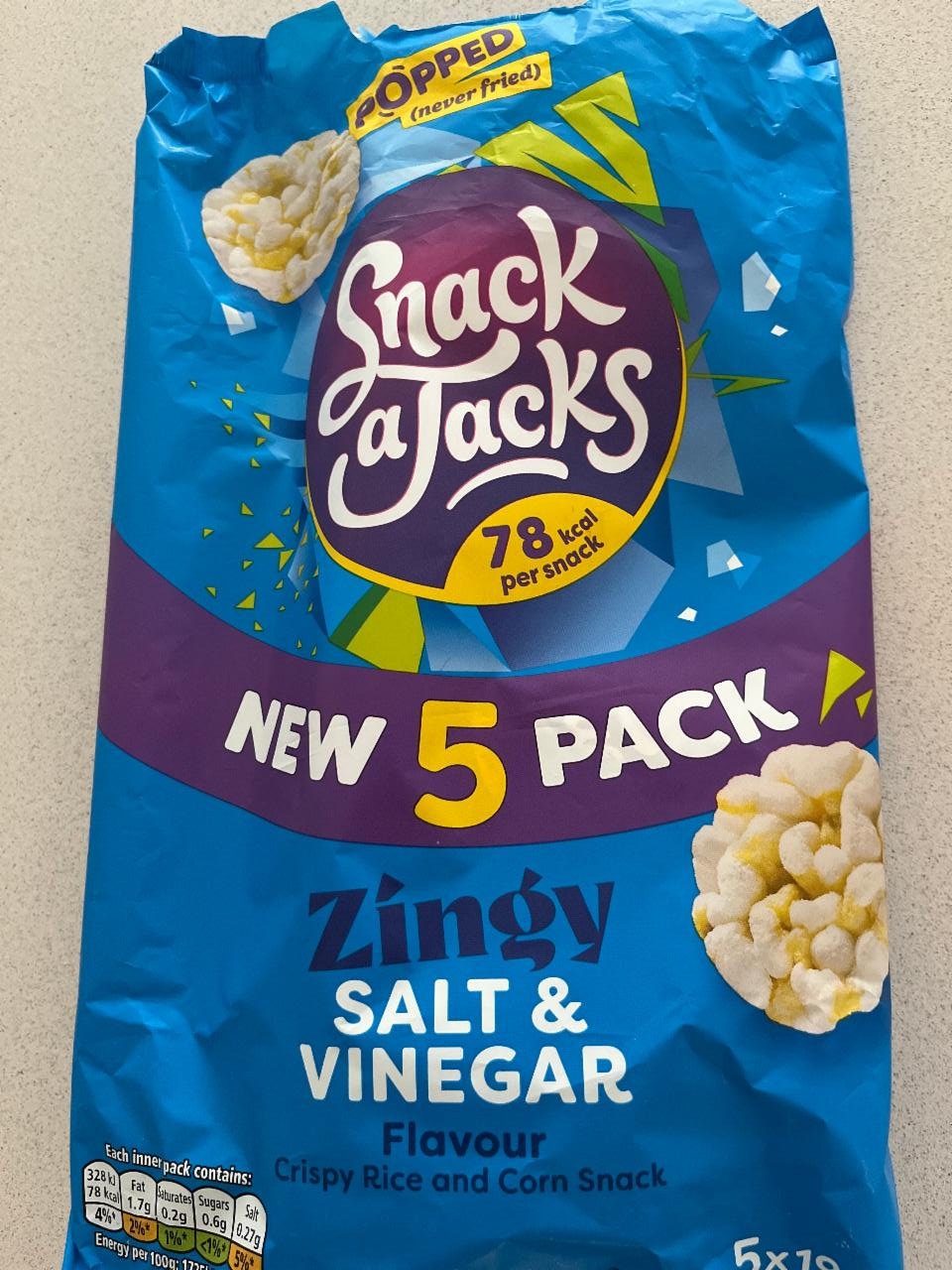 Fotografie - Snack aTacks Zingy Salt & Vinegar Flavour Crispy Rice and Corn Snack