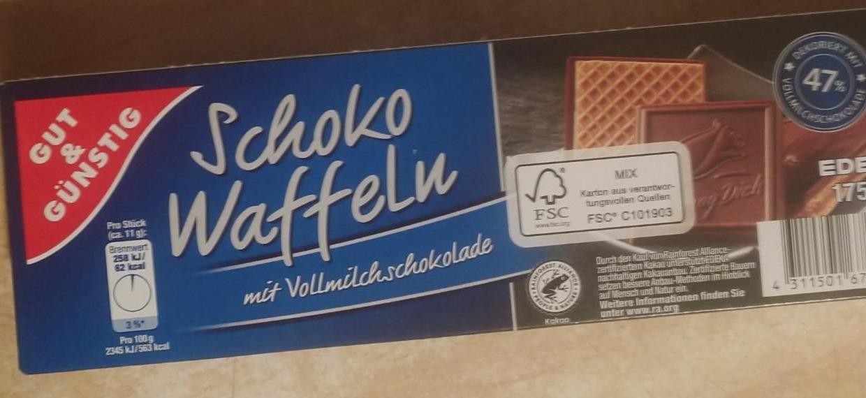 Fotografie - Schoko Waffeln mit Vollmilchschokolade Gut & Günstig