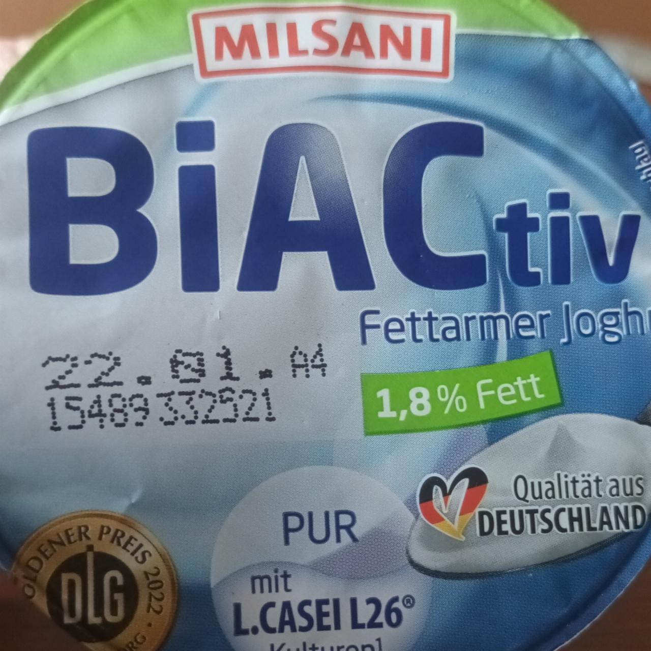 Fotografie - BiACtiv Fettarmer Joghurt Milsani