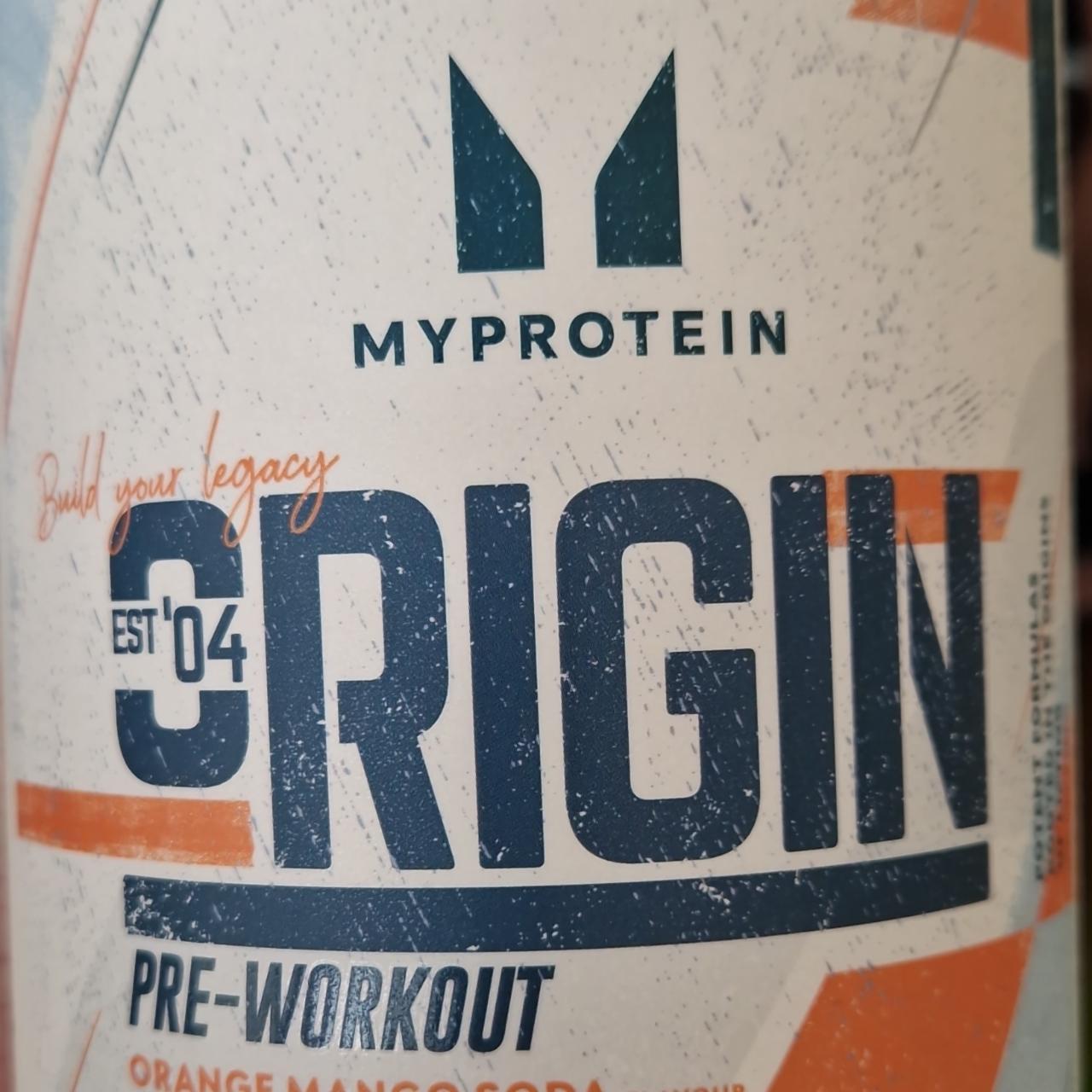 Fotografie - Origin pre-workout orange mango Myprotein