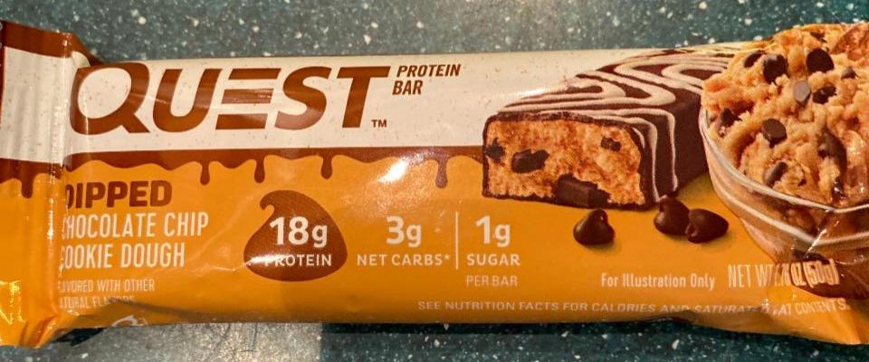 Fotografie - Protein bar dipped chocolate chip cookie dough Quest