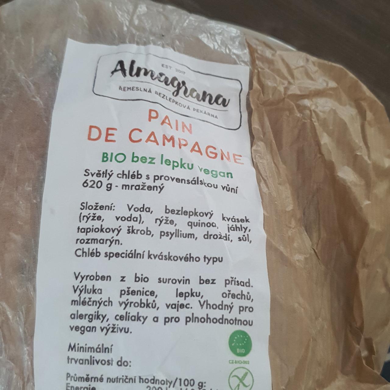 Fotografie - Pain de campagne bio bez lepku vegan Almagrana