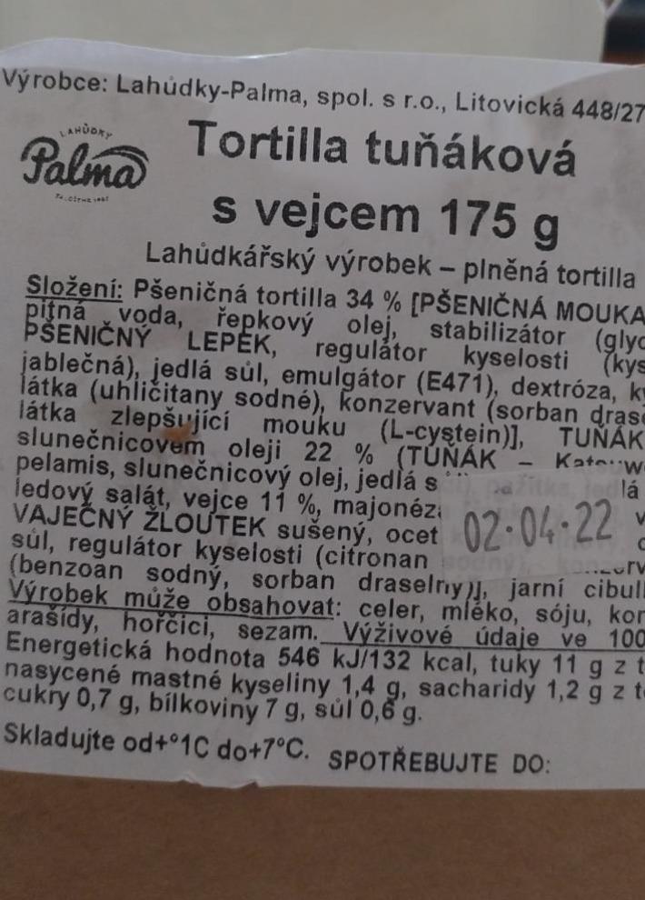 Fotografie - Tortilla tuňáková s vejcem Lahůdky Palma