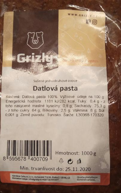 Fotografie - Datlová pasta Grizly